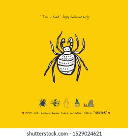 Hand drawn Halloween poster - vector  