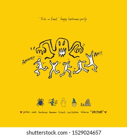 Hand drawn Halloween poster - vector  