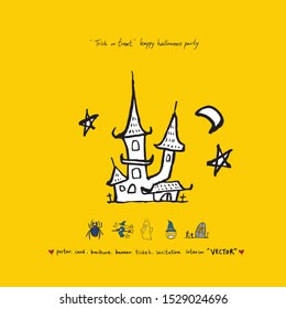 Hand drawn Halloween poster - vector  