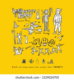 Hand drawn Halloween poster - vector  
