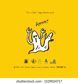 Hand drawn Halloween poster - vector  