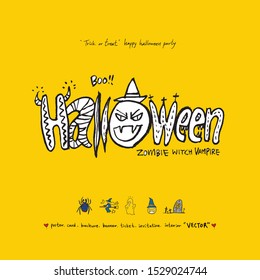 Hand drawn Halloween poster - vector  