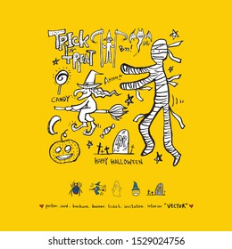 Hand drawn Halloween poster - vector  