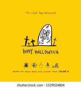 Hand drawn Halloween poster - vector  
