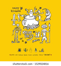 Hand drawn Halloween poster - vector  
