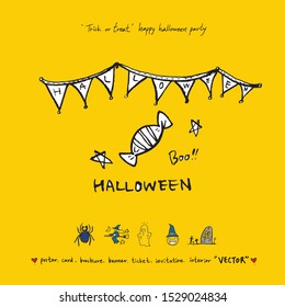 Hand drawn Halloween poster - vector  
