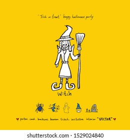 Hand drawn Halloween poster - vector  