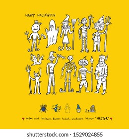 Hand drawn Halloween poster - vector  