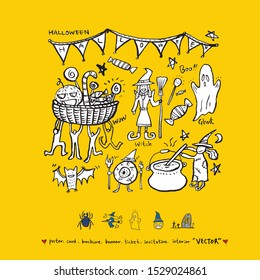 Hand drawn Halloween poster - vector  