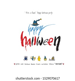 Hand drawn Halloween poster - vector 