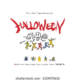 Hand drawn Halloween poster - vector 