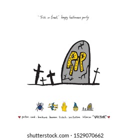 Hand drawn Halloween poster - vector 