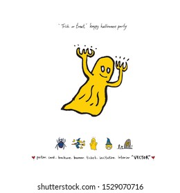 Hand drawn Halloween poster - vector 