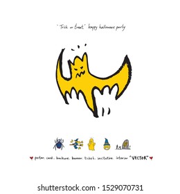 Hand drawn Halloween poster - vector 