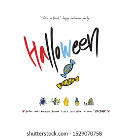 Hand drawn Halloween poster - vector 