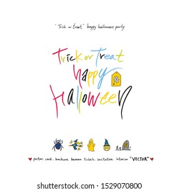 Hand drawn Halloween poster - vector 