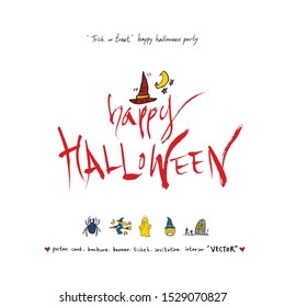 Hand drawn Halloween poster - vector 