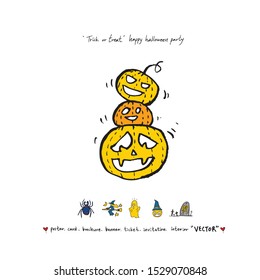 Hand drawn Halloween poster - vector 