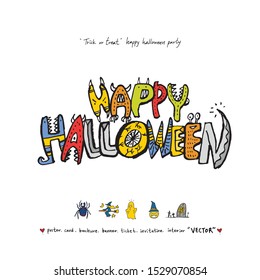 Hand drawn Halloween poster - vector 