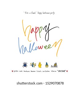 Hand drawn Halloween poster - vector 