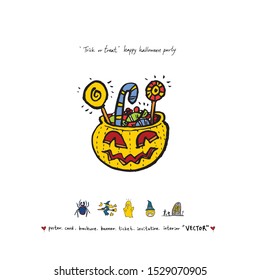 Hand drawn Halloween poster - vector 