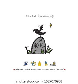 Hand drawn Halloween poster - vector 