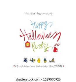 Hand drawn Halloween poster - vector 