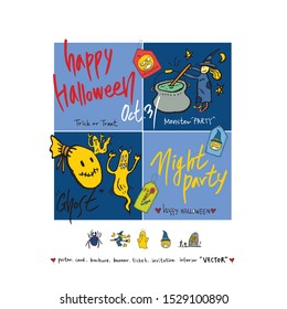 Hand drawn Halloween poster - vector 