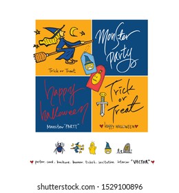 Hand drawn Halloween poster - vector 