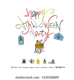 Hand drawn Halloween poster - vector 