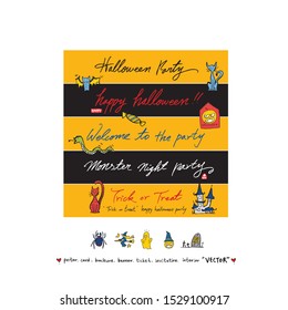 Hand drawn Halloween poster - vector 