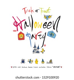 Hand drawn Halloween poster - vector 