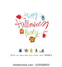 Hand drawn Halloween poster - vector 
