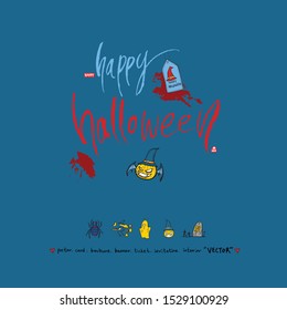 Hand drawn Halloween poster - vector 