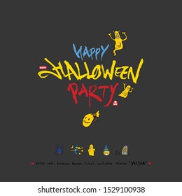 Hand drawn Halloween poster - vector 