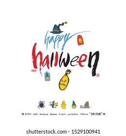 Hand drawn Halloween poster - vector 