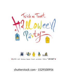 Hand drawn Halloween poster - vector 