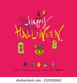 Hand drawn Halloween poster - vector 