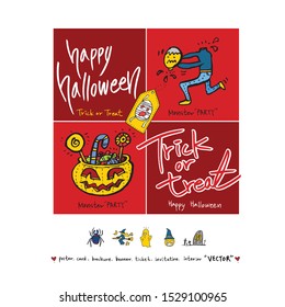 Hand drawn Halloween poster - vector 