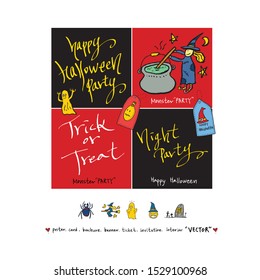 Hand drawn Halloween poster - vector 