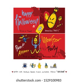 Hand drawn Halloween poster - vector 