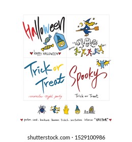 Hand drawn Halloween poster - vector 