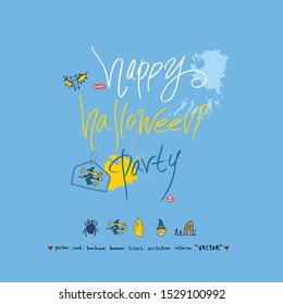 Hand drawn Halloween poster - vector 