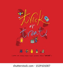 Hand drawn Halloween poster - vector 