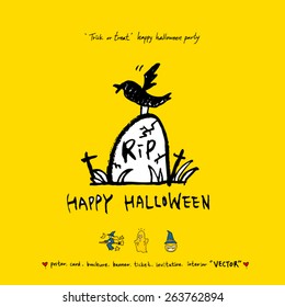 Hand drawn Halloween poster - vector