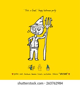 Hand drawn Halloween poster - vector