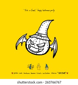 Hand drawn Halloween poster - vector