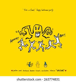 Hand drawn Halloween poster - vector 