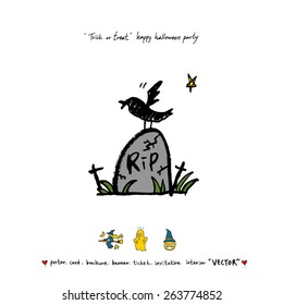 Hand drawn Halloween poster - vector 