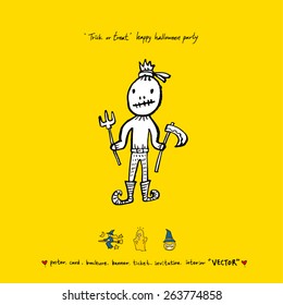 Hand drawn Halloween poster - vector 
